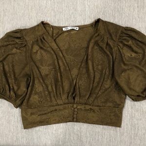 Zara Lace Puff Sleeve Crop Top